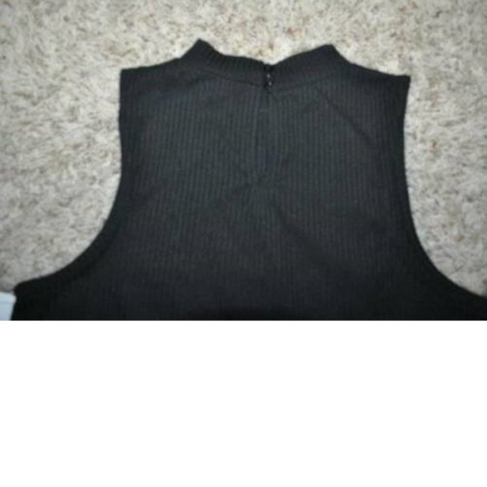 Candies Tunic Jr L Black Sleeveless Peplum High Neck Stretch Ribbed Teen Girls - Picture 5 of 5